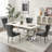 Velvet Upholstered Dining Chairs with Stainless Steel Legs-806054339