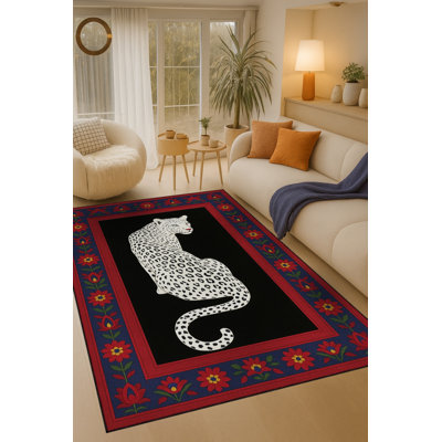 Tapis tissé à motif de tigre rouge Mosso