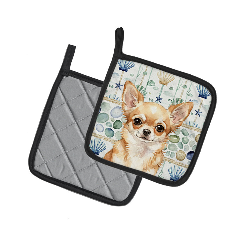 Paire de poignées en verre fauve Chihuahua