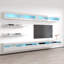 Meuble audio-vidéo mural flottant Lino 126 po avec éclairage à DEL 16 couleurs, finition ultrabrillante-2103387231