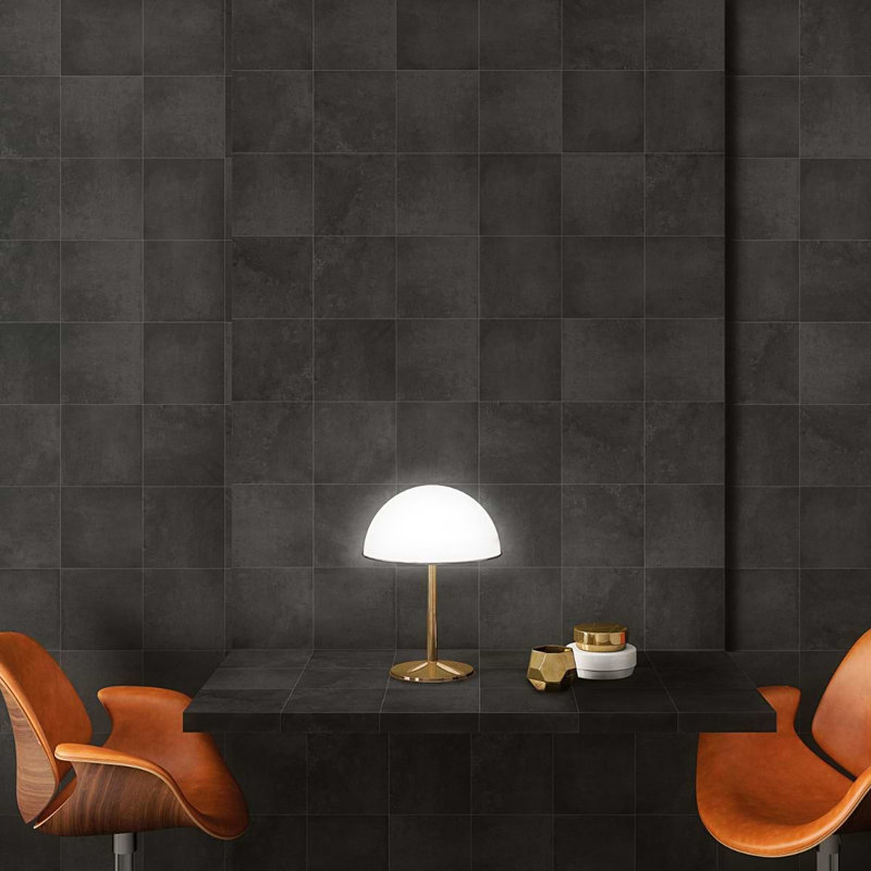 Art Geo by Elizabeth Sutton 8x8 Matte Porcelain Tile, Charcoal Black