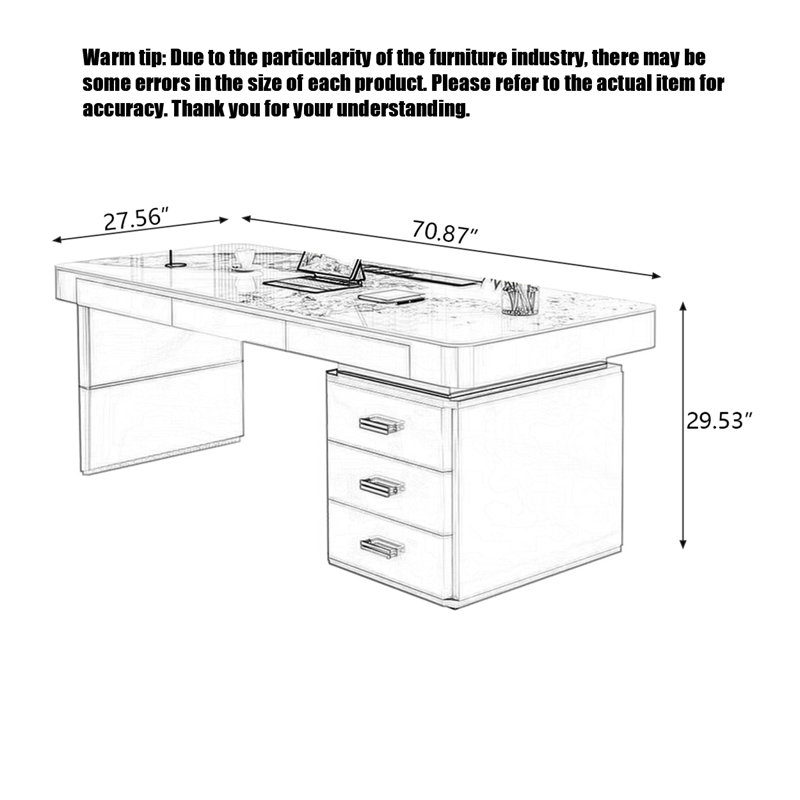 Bureau de direction Luxury Luxury, H 29,53 po x l 70,87 po x l 27,56 po