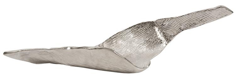 Plateau décoratif à feuille abstraite en aluminium allongée Chane, 7" H x 23,25" L x 7" D