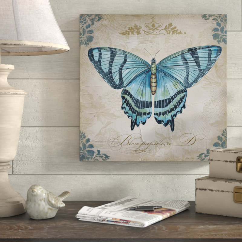 «Large Blue Butterfly» par Jean Plout - impression sur toile, H 14 po x l 14 po x P 2 po
