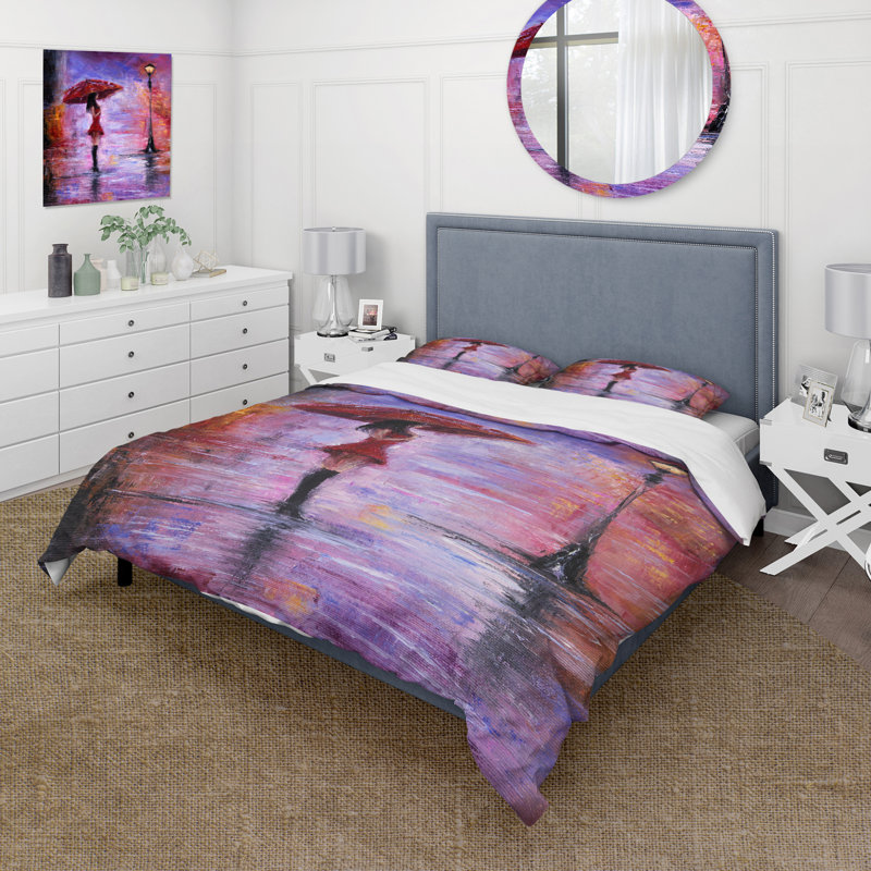 Polyester Twill Abstract Duvet Cover, King Duvet Cover + 2 King Shams