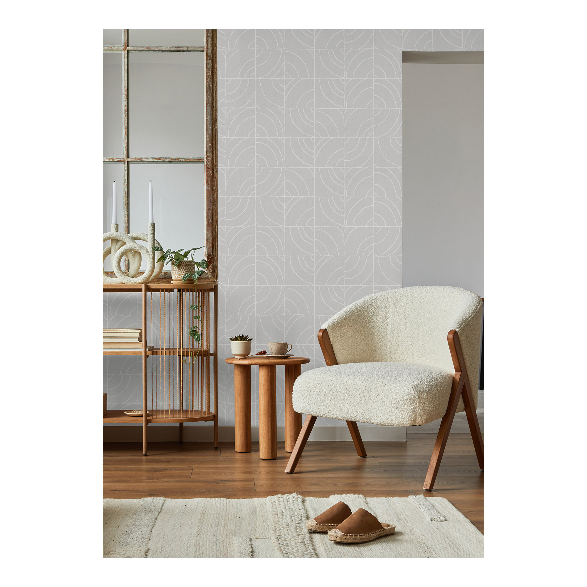 Adalard Peel & Stick Geometric Wallpaper, Gray