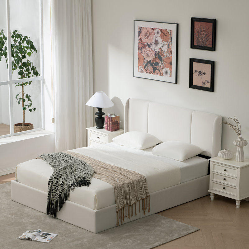 Juanetta Hydraulic Lift Up Storage Wingback Upholstered Platform Bed