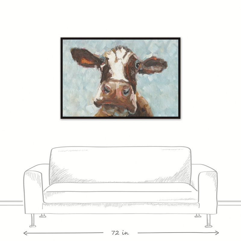 Vache curieuse - Imprimé, H 32 po x l 48 po, Impression encadrée, Encadré