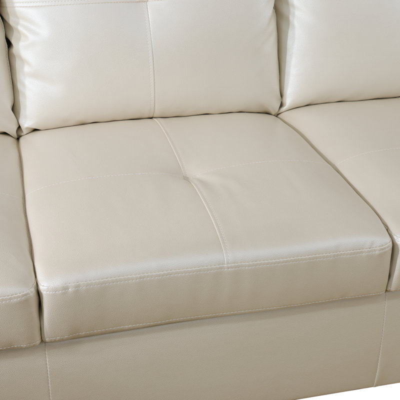 Canapé modulaire en similicuir 3 pièces, Simili cuir blanc, Orienté à gauche (vu de face)
