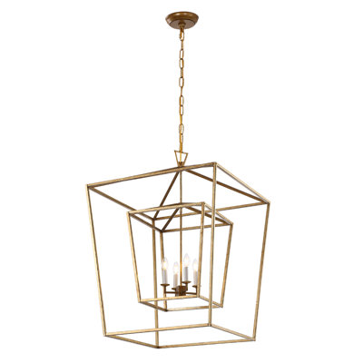 Luminaire suspendu cage en lanterne ouverte 4 lumières Labarre