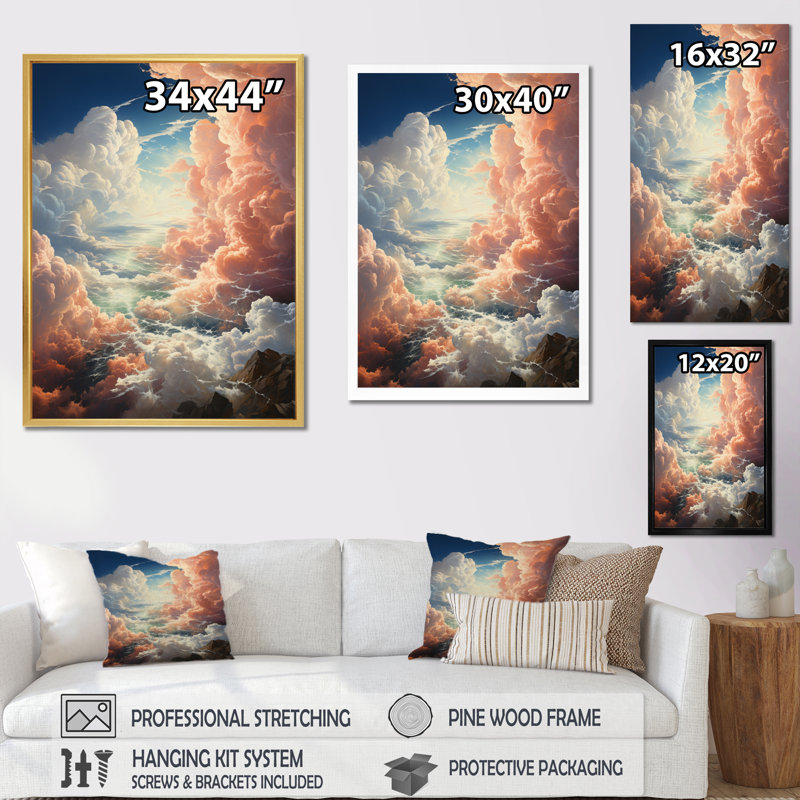 «Clouds Majestic Pillows», reproduction sur toile, Toile tendue, H 32 po x l 16 po x P 1 po