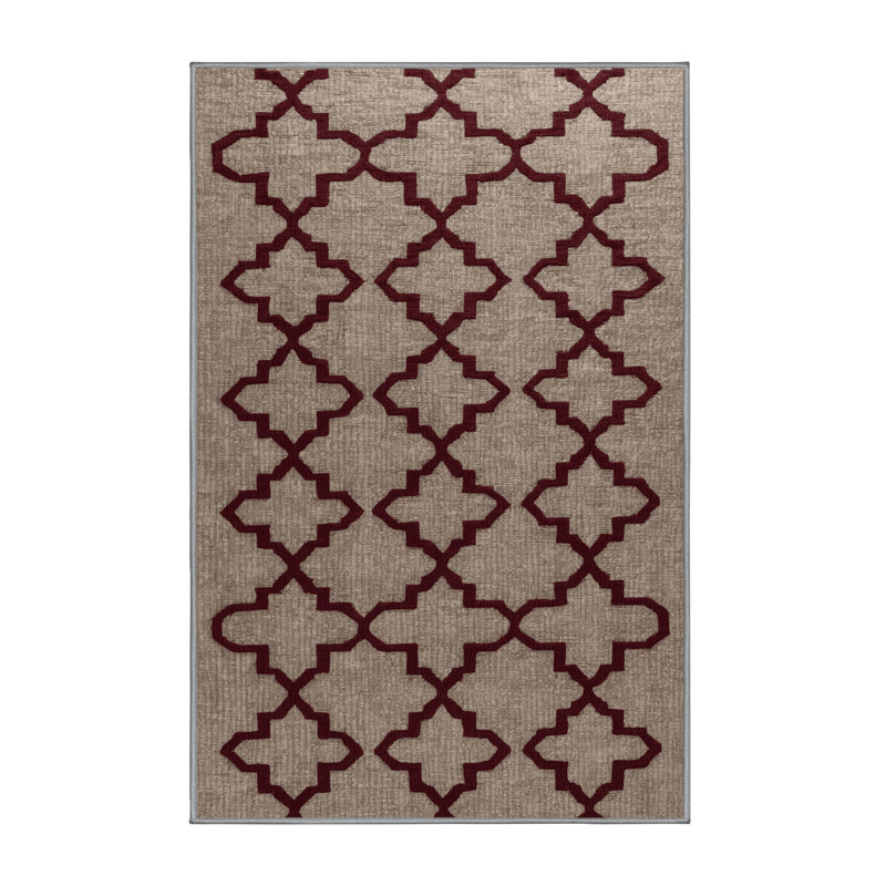 Tapis gris en treillis lavable à la machine, Rectangle 6 pi x 9 pi