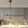 pendant light fixtures, dimmable modern led chandelier lighting with spotlights, adjustable linear hanging pendant light for kitchen island dining room living room