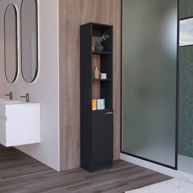 Parks Linen Bathroom Storage Cabinet With One Doors, Tall Bathroom Cabinet With 6 Shelves, For Bathroom, Living Room, Kitchen