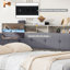 Lit de jour simple rembourré avec repose-pieds et tablettes, avec couchette, charge USB et lumière DEL, gris-756092836-756092834