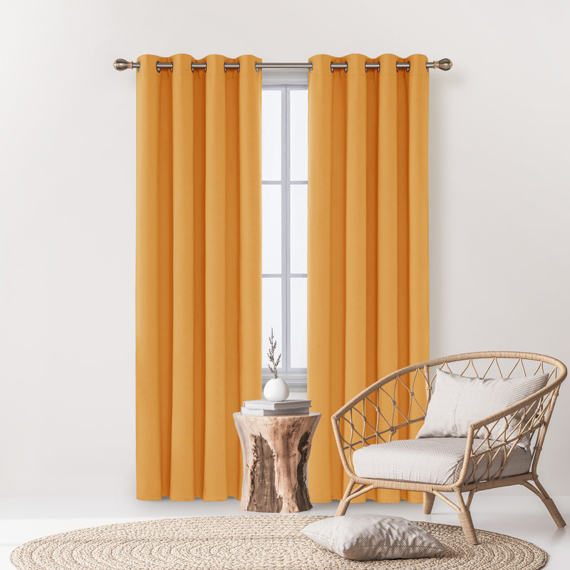 Borunda Room Darkening Curtain Single Panel, 51" W x 83" L, Orange Flame