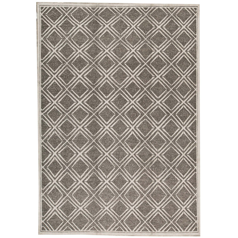 Tapis gris foncé noué à la main de haute qualité