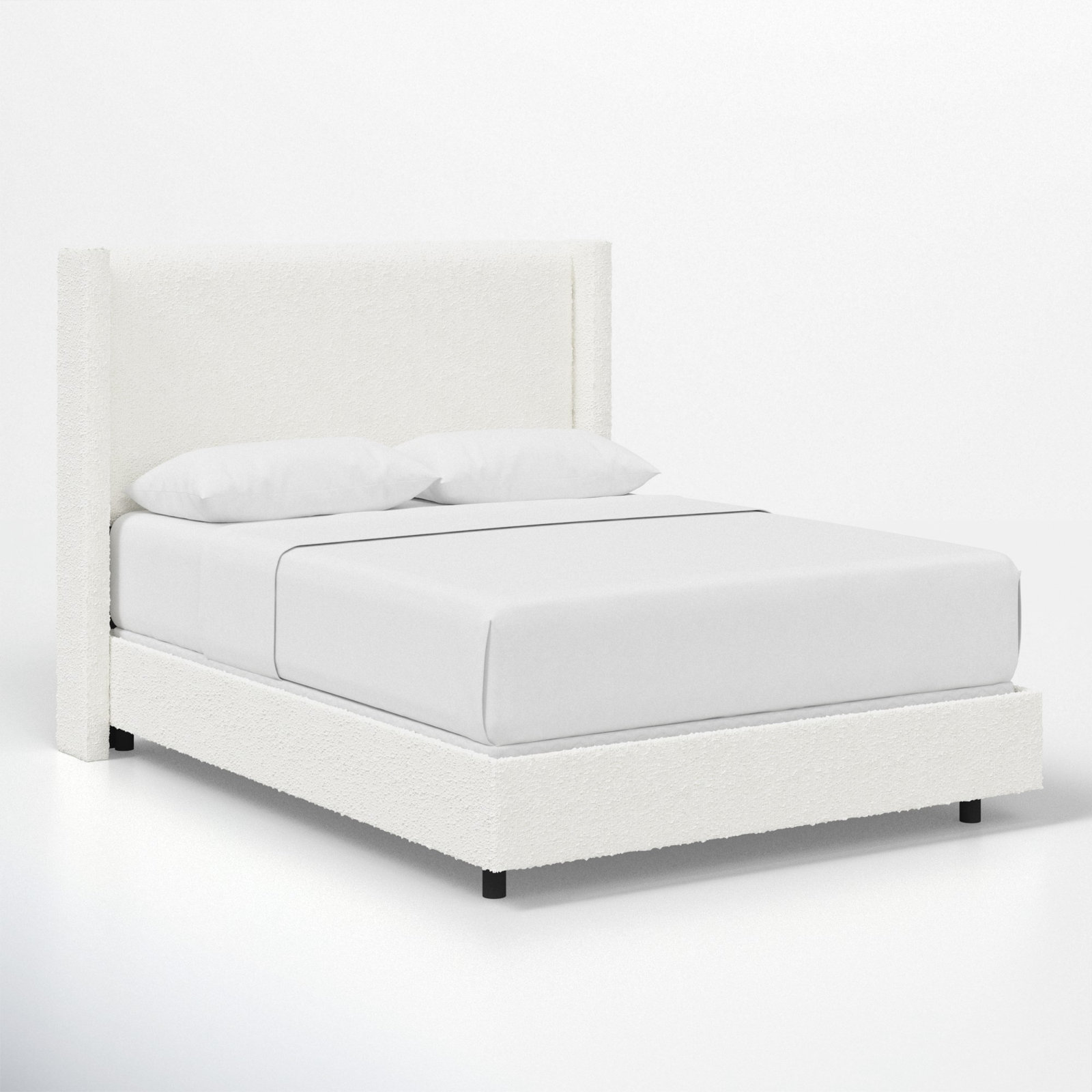 Hanson Upholstered Wingback Bed, Queen, Classic Snow Boucle