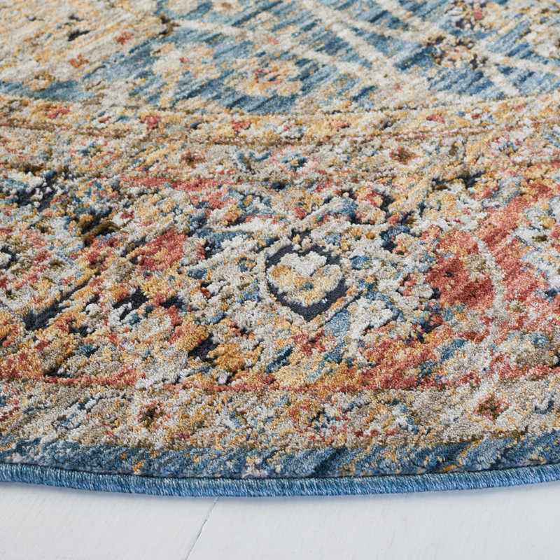 Tapis Silverado 112 bleu / rouille, Rond 6 pi 4 po