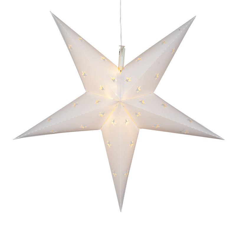 LED Fold-Flat 5-Point Star Light Lanterns, 24" H x 24" W x 8" D, White