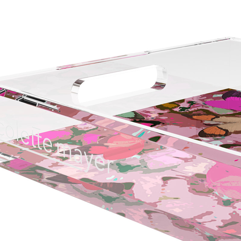 Mariposa Acrylic Rectangle Decorative Tray, Pink, 17"W x 10.5"D x 2"H