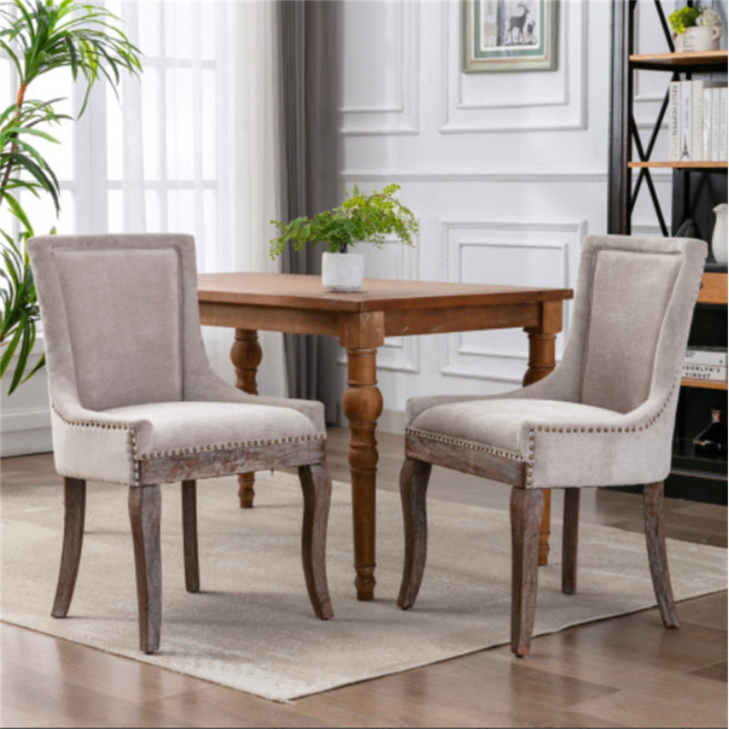 A&A Furniture,Ultra Side Dining Chair，Thickened fabric chairs, Beige
