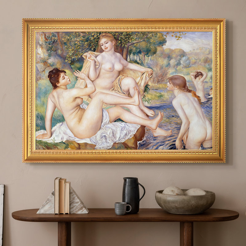 Les grands baigneurs (Les Grandes Baigneuses), 1884-1887 - Pierre-Auguste Renoir - Toile encadrée sur mesure, Framed Canvas