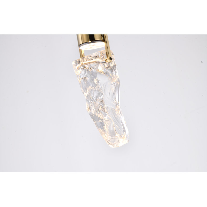 Luminaire suspendu moderne en pierre de cristal 1 lumière, Or