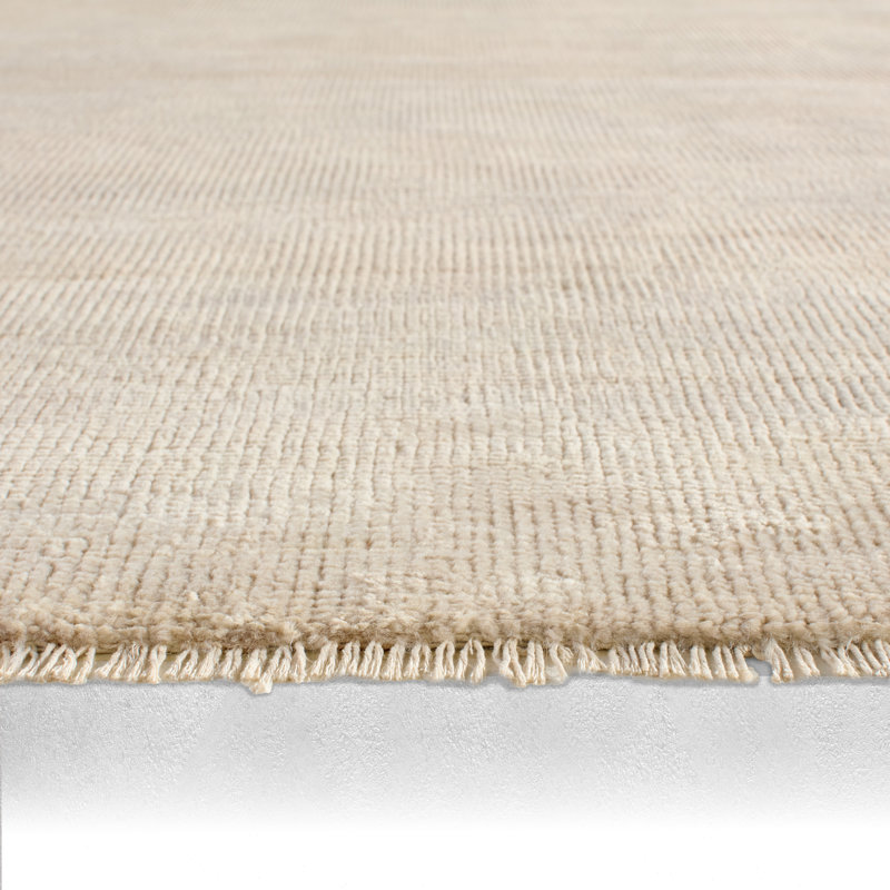 Jaipur Living Origin SAG05 Handknotted Solid White and Light Gray Area Rug (8'x10'), Rectangle 6' x 9'
