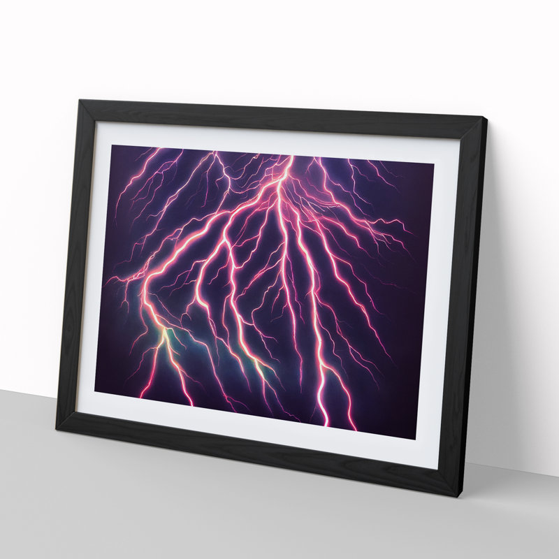 Watercolour Lightning Vol.2 - Single Picture Frame Print, 46cm H x 64cm W x 2cm D, Black