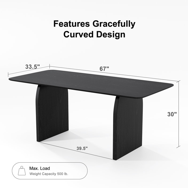 Table de salle à manger 67 po / 79 po, Noir, H 30 po x L 67 po x l 33,5 po