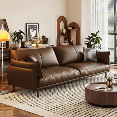 Coffee Genuine Leather Modular Sofa cushion couch