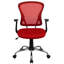 Chaise de bureau pivotante à dossier moyen en maillage avec accoudoirs et base en chrome-17744134