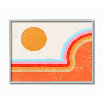 «Abstract Sun over Striped Lines» par Daphne Polselli - impression d'art graphique