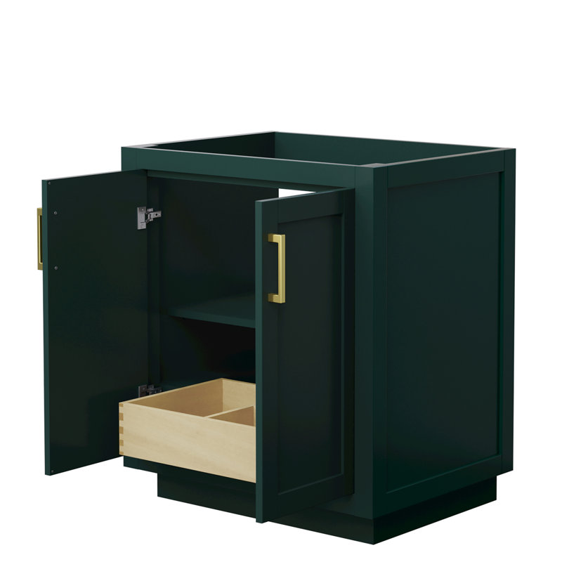 Base de meuble-lavabo simple autoportante 29,25 po Miranda seulement, Vert / or brossé