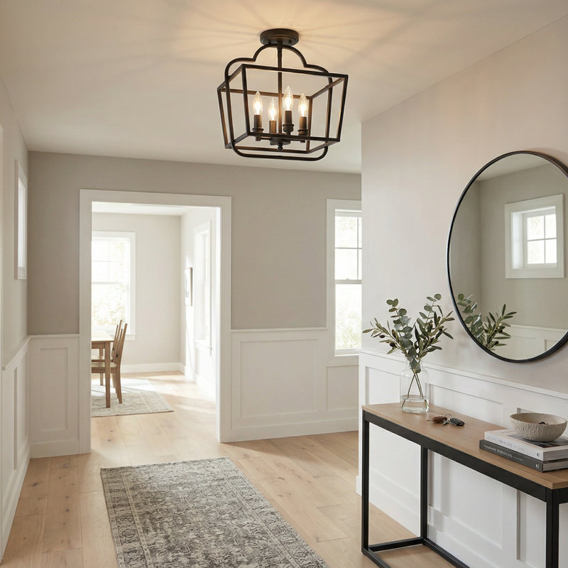 Blanche 4-Light Matte Black Semi-Flush Mount Light