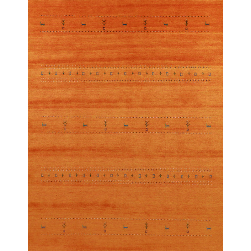 Orange Wool Gabbeh Indian Area Rug 8x10