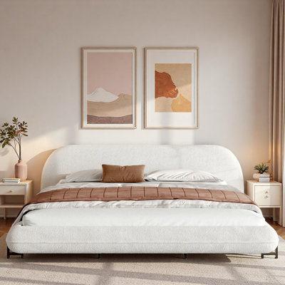 Lit rembourré en tissu avec tête de lit épaisse et pieds en acier Boucle