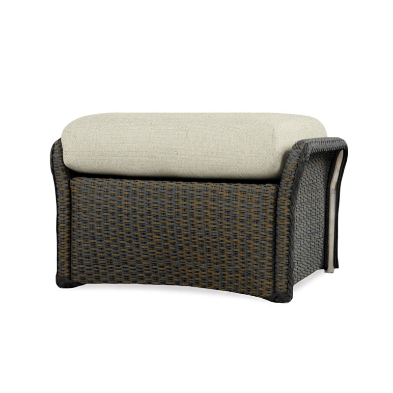 Weekend Retreat Outdoor Ottoman, Consider Indigo, Mink