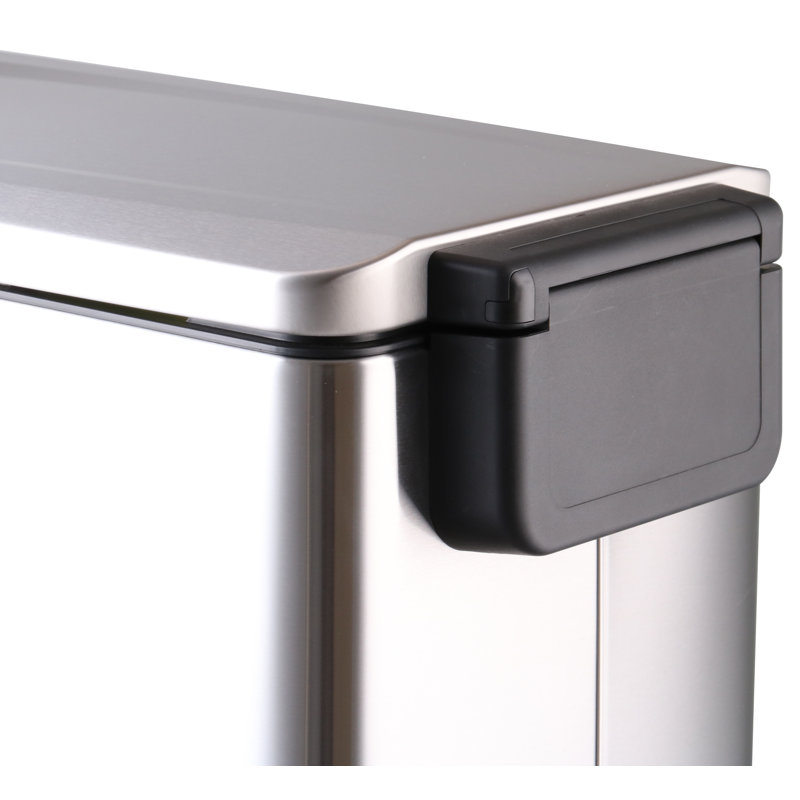 Slim Silver Stainless Steel Dual Compartment Recycling Bin