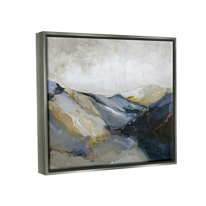«Abstract Mountain Peaks Landscape» par Design Fabrikken, peinture sur toile à cadre flottant, H 17 po x l 21 po x P 1,7 po