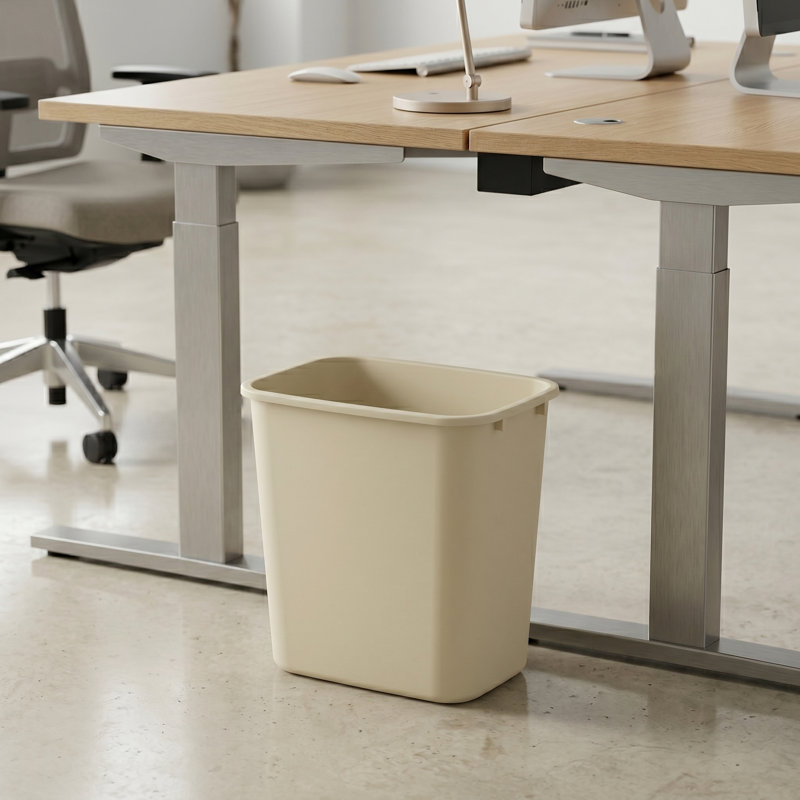 Poubelle rectangulaire en plastique 7 gallons | Ensemble de 6, Beige