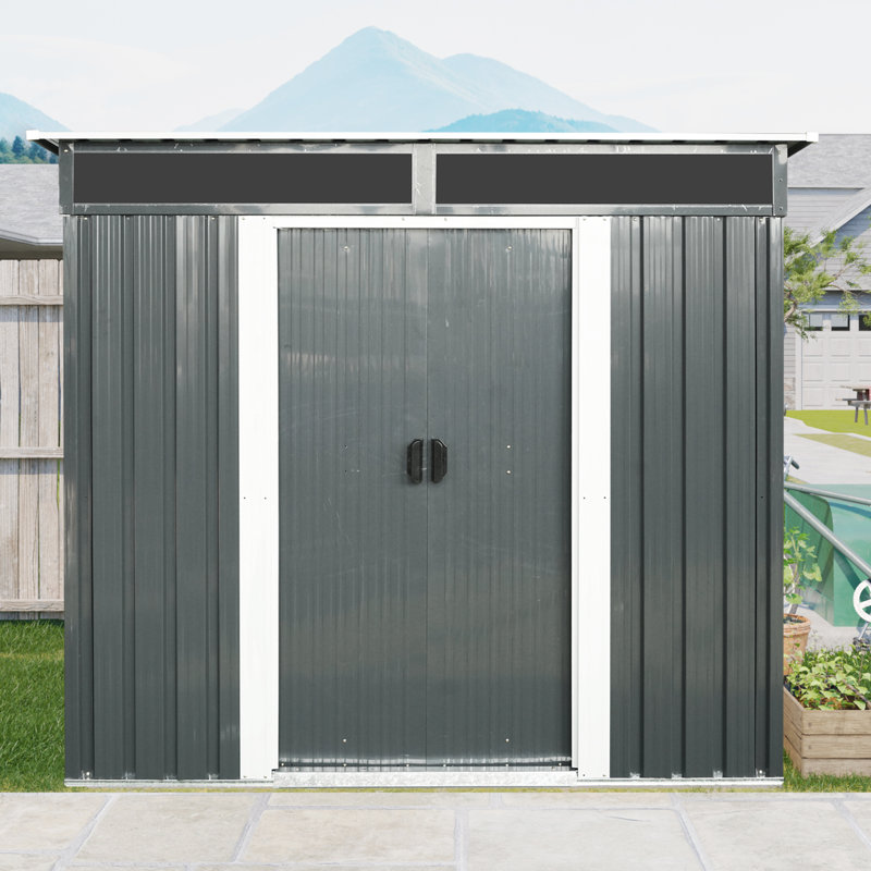 6 X 5Ft Outdoor Metal Storage Unit With Lockable Doors & Protection - For Garden Spacious Container Waterproof Roof Patio Use