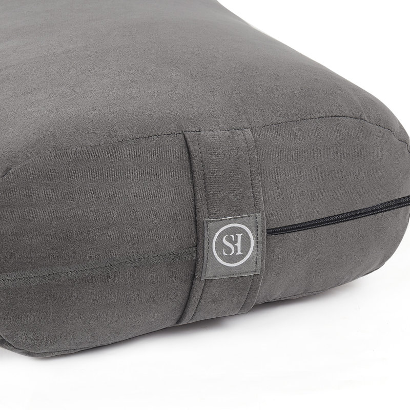 Yoga Bolster Pillow Meditation Pillow W/Washable Cover & Carry Handle, Gray