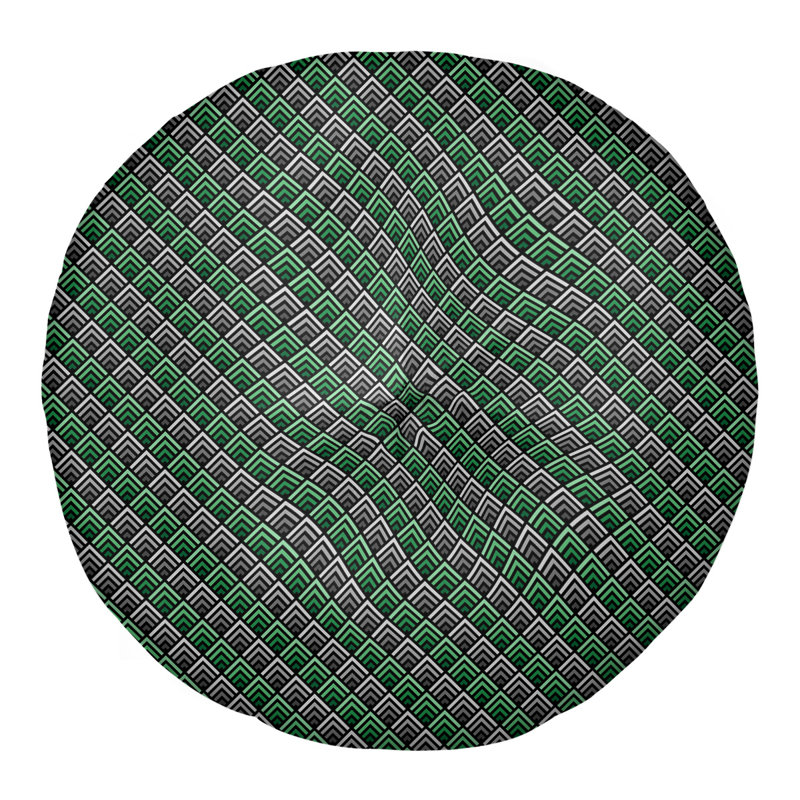Coussin de sol à motif géométrique à rayures inversées Katelyn Elizabeth, 30 po x 30 po, Vert