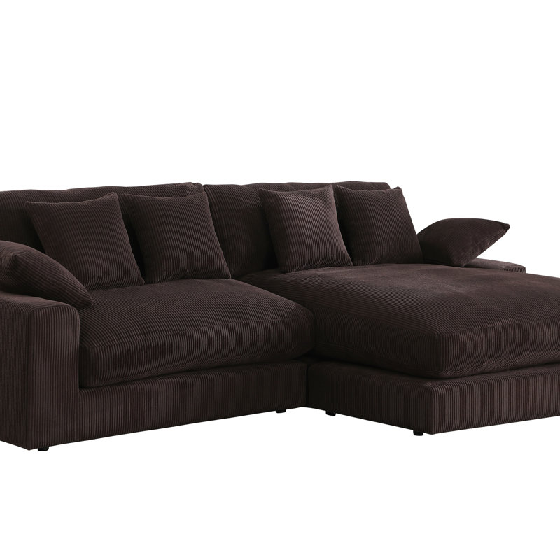 Canapé modulaire réversible 105 po Corduroy, Velours côtelé couleur chocolat