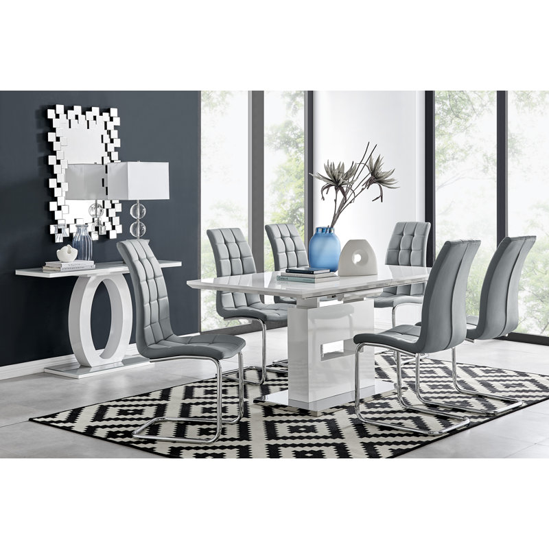 Eubanks Dining Set with 6 Chairs, Grey