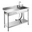 Évier utilitaire en acier inoxydable, évier de cuisine commercial à simple cuve roulante avec tiroir, robinet et tuyau d'eau chaude et froide, lavabo utilitaire pour garage, restaurant, buanderie, 47,2 x 19,7 x 37 po