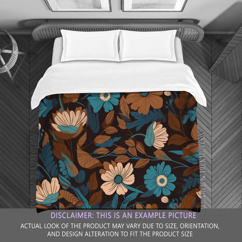 Machine Printed Comforter, Twin Comforter, Blue/Brown Floral