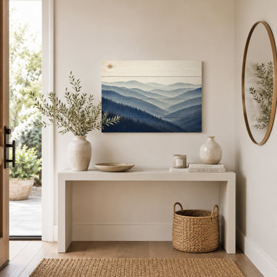 Blue Ridge Serenity - Misty Mountain Wood Panel Canvas Art